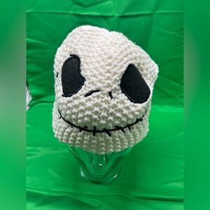 White Skull Crochet Beanie nightmare before Christmas